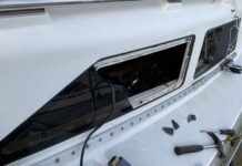 How to Replace Sailboat Plexiglass Windows: A DIY Guide Removing the frameless windows from a Hunter. The plexiglass fractured before releasing from the sealant. (Photo/ Bert Vermeer)