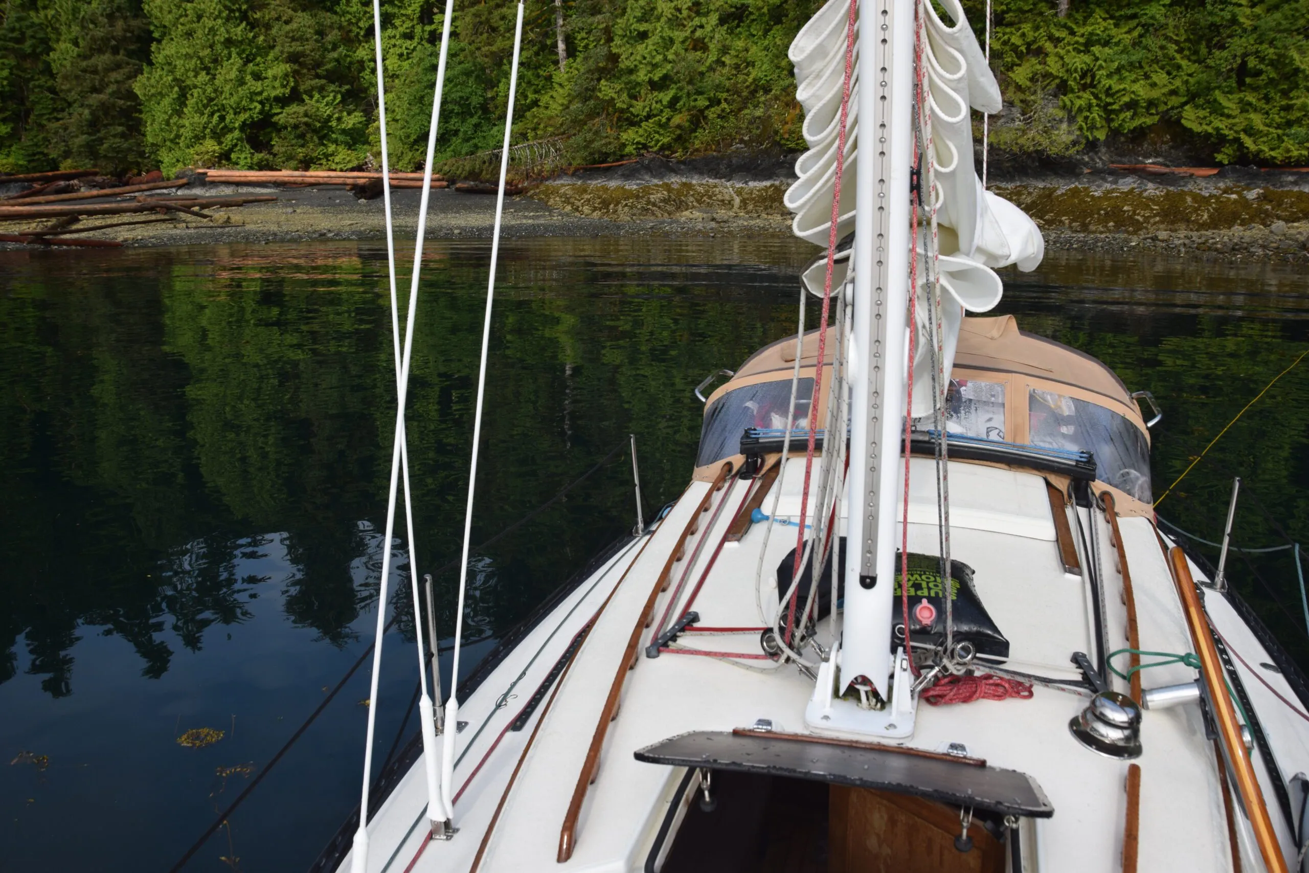Teak trim glistening for another summer of sailing. (Photo/ Bert Vermeer)