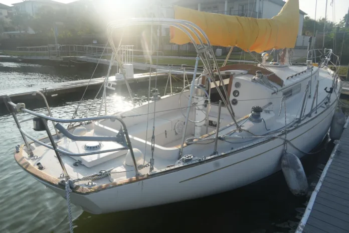 1987-alberg-37-sail-9989471-20251023082419974-2 Common age-related issues to watch for during a pre-purchase survey include delamination in the balsa-cored decks and crazing around stanchion bases. The cockpit is deep and secure for offshore work, but the wheel pedestal’s position tight against the bridge deck can make viewing engine instruments difficult and complicates the installation of a modern chartplotter. Photo courtesy of YachtWorld.com