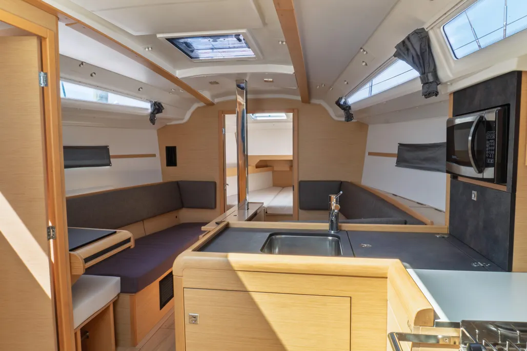 Late-model production cruisers like this 2018 Jeanneau Sun Odyssey 349 exemplify the market winners: modern design, reasonable insurance profile and strong appeal to today's buyers. Photo courtesy of YachtWorld.com