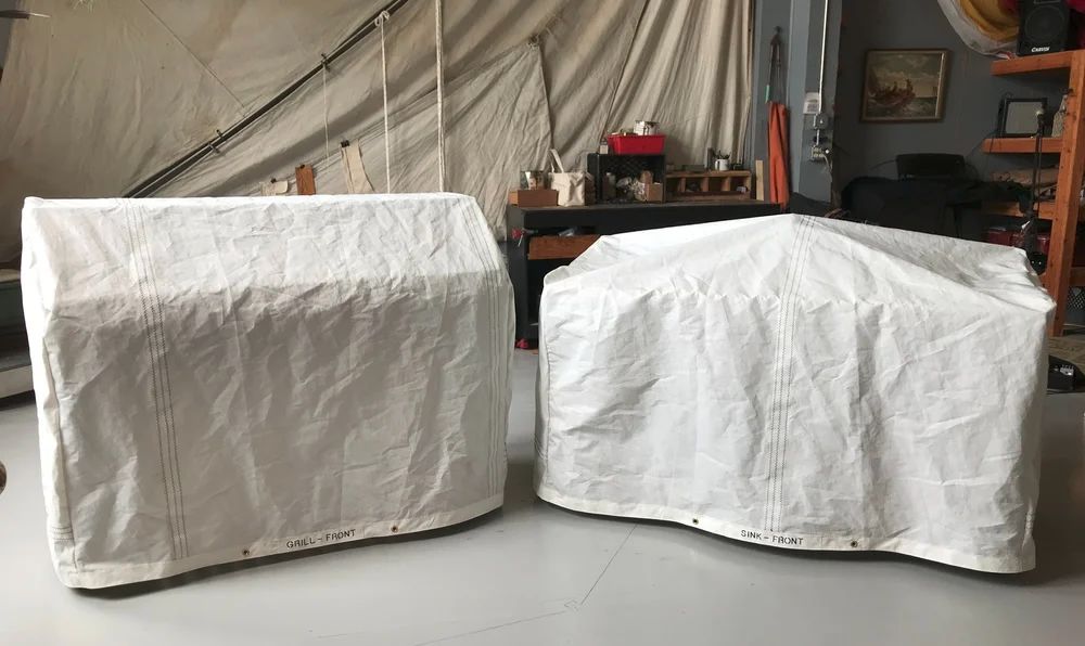 BBQ covers with upcycled sails. (Photo/ The Artful Sailor)