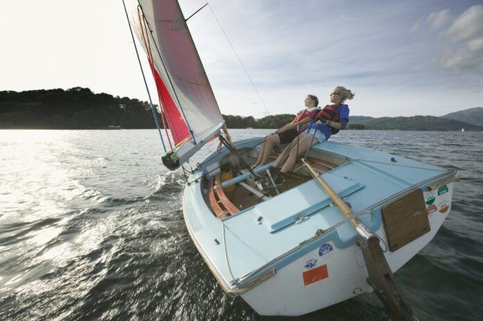 On unballasted dinghies, the crew must hike out to increase the righting moment (RM) and counteract heeling forces. Unlike offshore cruisers that rely on deep keels for secondary stability, these boats depend heavily on form stability and active crew weight to stay upright.