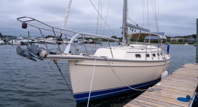 The Estero's high freeboard, buff-colored gelcoat and bowsprit give her the look of a classic cruiser without the burden of teak maintenance. (Photo/ McCann Yachts)