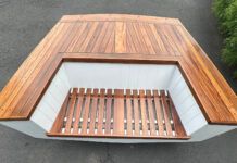 Give Old Boat Parts New Life as Holiday Gifts Sailboat Parts, a creative retailer based in Grasonville, MD, turned the Transom of an old Lighting into bench seat. (Photo/ Sailboat Parts)