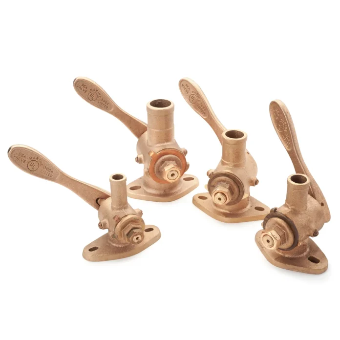 Traditional tapered plug bronze seacocks like these Spartan Marine models are precision instruments that require regular maintenance to keep their watertight seal and smooth operation. (Image/ Spartan Marine)
