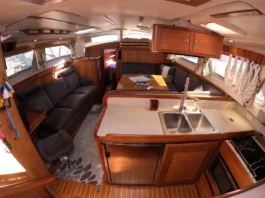 Catalina Morgan 440 Used Boat Review Clean, bright interiors with quality finishes characterize this well-maintained 2005 example. The Morgan 440's U-shaped salon seating and practical storage reflect Catalina's cruiser-oriented design philosophy. Photo courtesy of YachtWorld.com