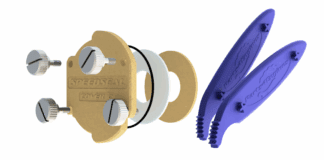 The Speedseal kit includes the brass pump cover with slotted design (center), knurled thumb screws for tool-free removal, O-rings, and plastic impeller extraction tools (right) for quick maintenance access. (Photo/ Parts4Engines)