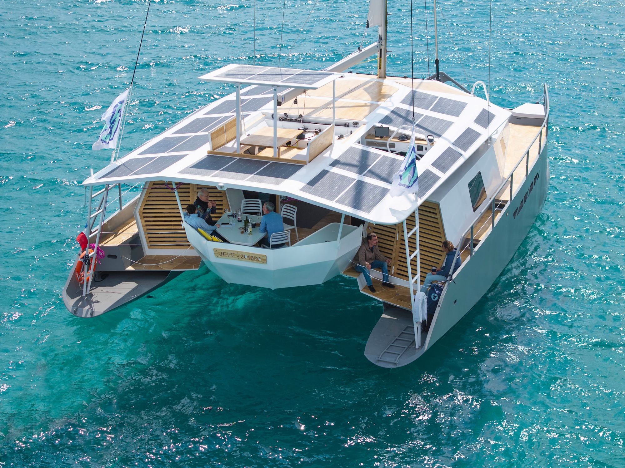 Long stern tails and protected skegs give longitudinal stability and the ability to sit flat when the tide goes out. (Photo/ <a href="https://www.cataruga.com/en/">Cataruga</a>)