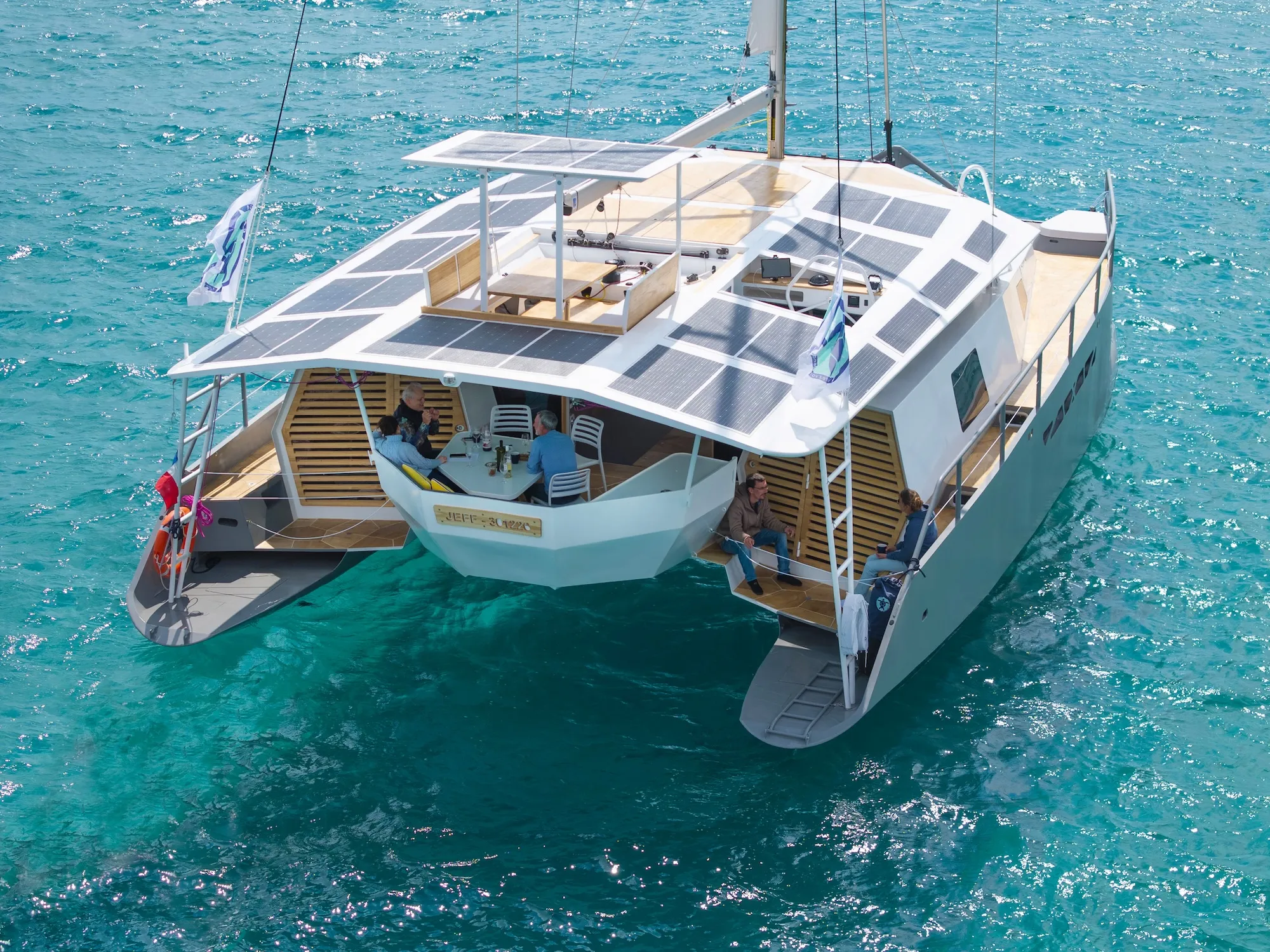 Long stern tails and protected skegs give longitudinal stability and the ability to sit flat when the tide goes out. (Photo/ <a href="https://www.cataruga.com/en/">Cataruga</a>)