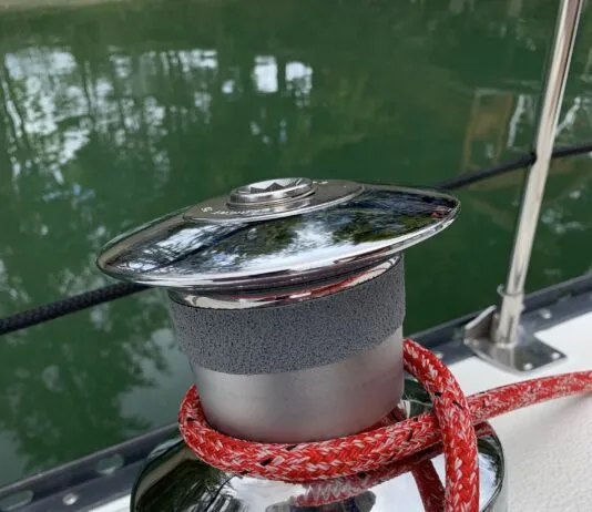 Giving Old Winches New Grip An old winch with a strip of 3M Safety-Walk tape applied for extra grip. (Photo/ Bert Vermeer)