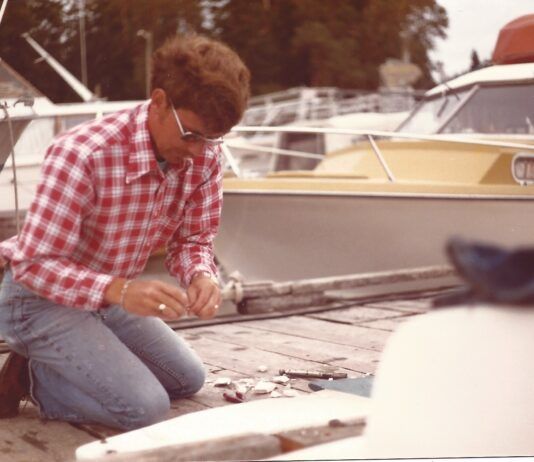 Rudder Failure on the Salish Sea: Lessons From a Close Call The author repairing a broken rudder on his Balboa 20. (Photo/ Bert Vermeer)
