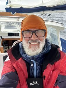 Bruce Maunsell four weeks into the north Pacific passage. 2,000 nm south of Alaska, 4,200 nm north of Hawaii. (Photo/ Bruce Maunsell)