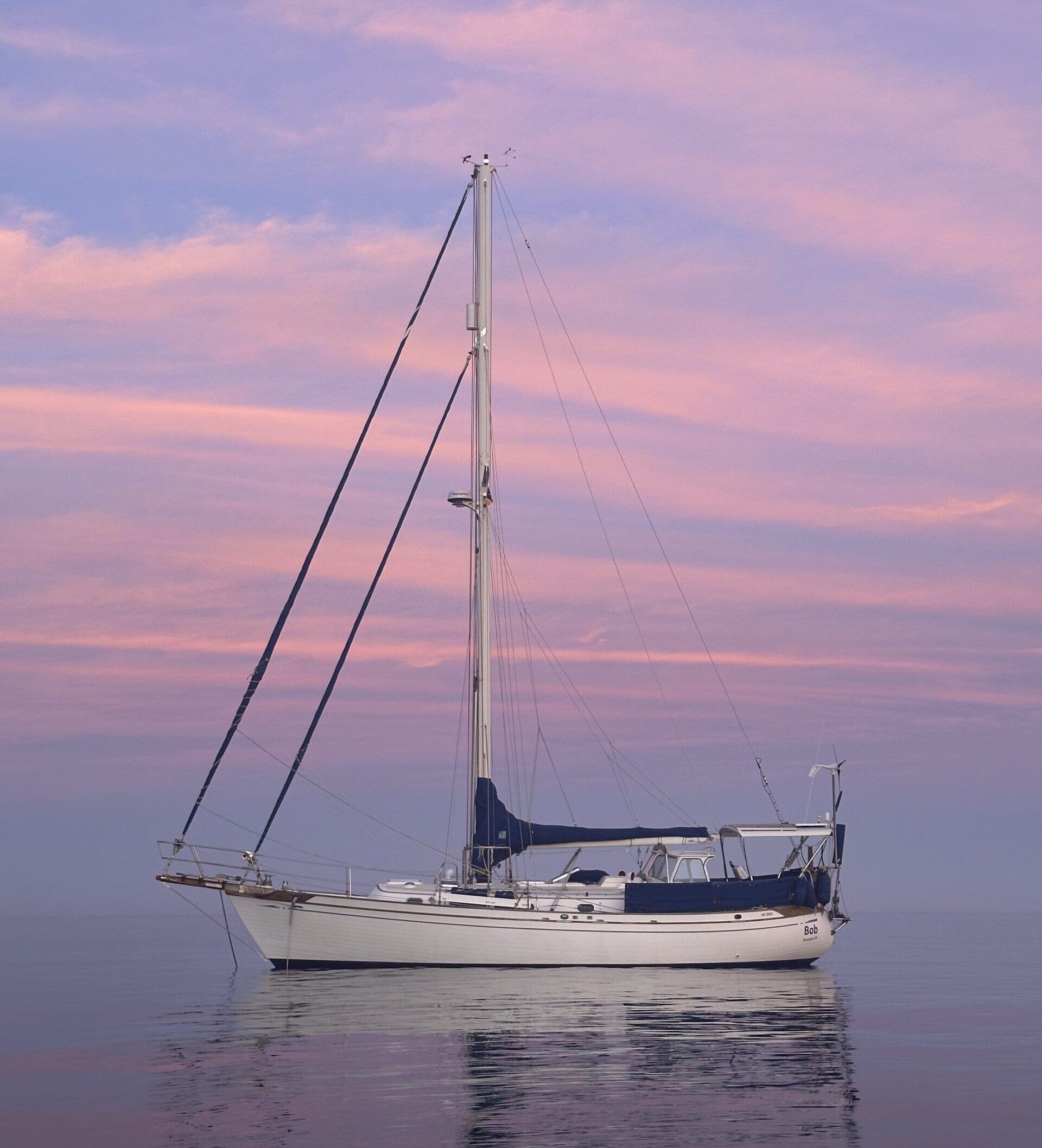 Bob at anchor Magdalena Bay, Bahia Peninsula, Mexico. 18,000 nm into the voyage, about to head west back across the Pacific to New Zealand. (Photo/ Bruce Maunsell)