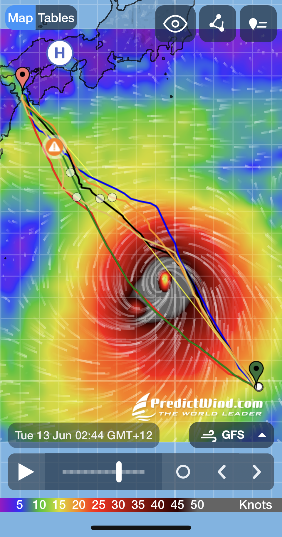The second typhoon we encountered crossed our route between Saipan and Japan, a couple of days after we'd passed. (Image/ Bruce Maunsell)