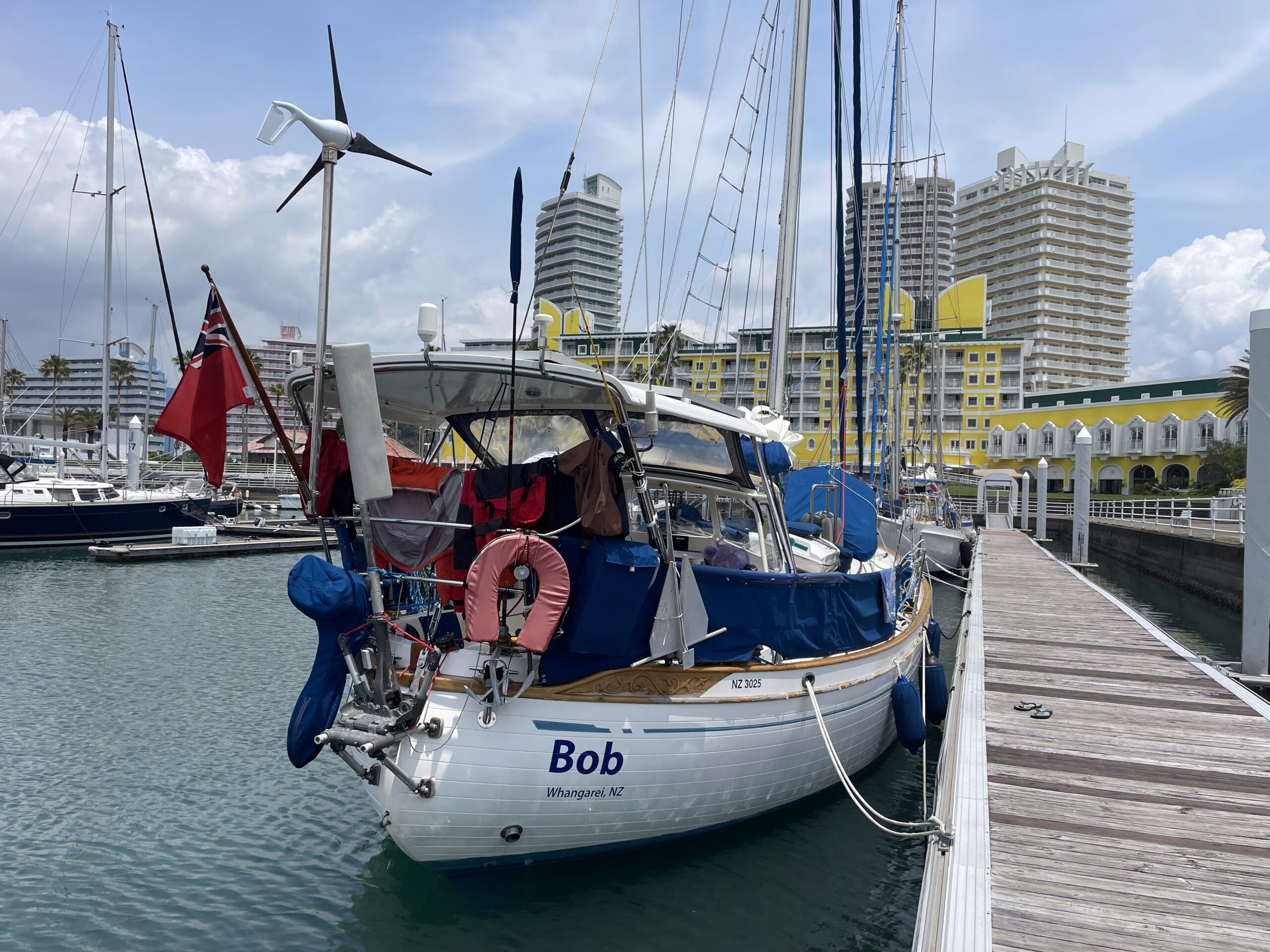 Bob upon arrival at Wakayama. The marina was part of a hotel and theme park—it was quite bizarre. (Photo/ Bruce Maunsell)