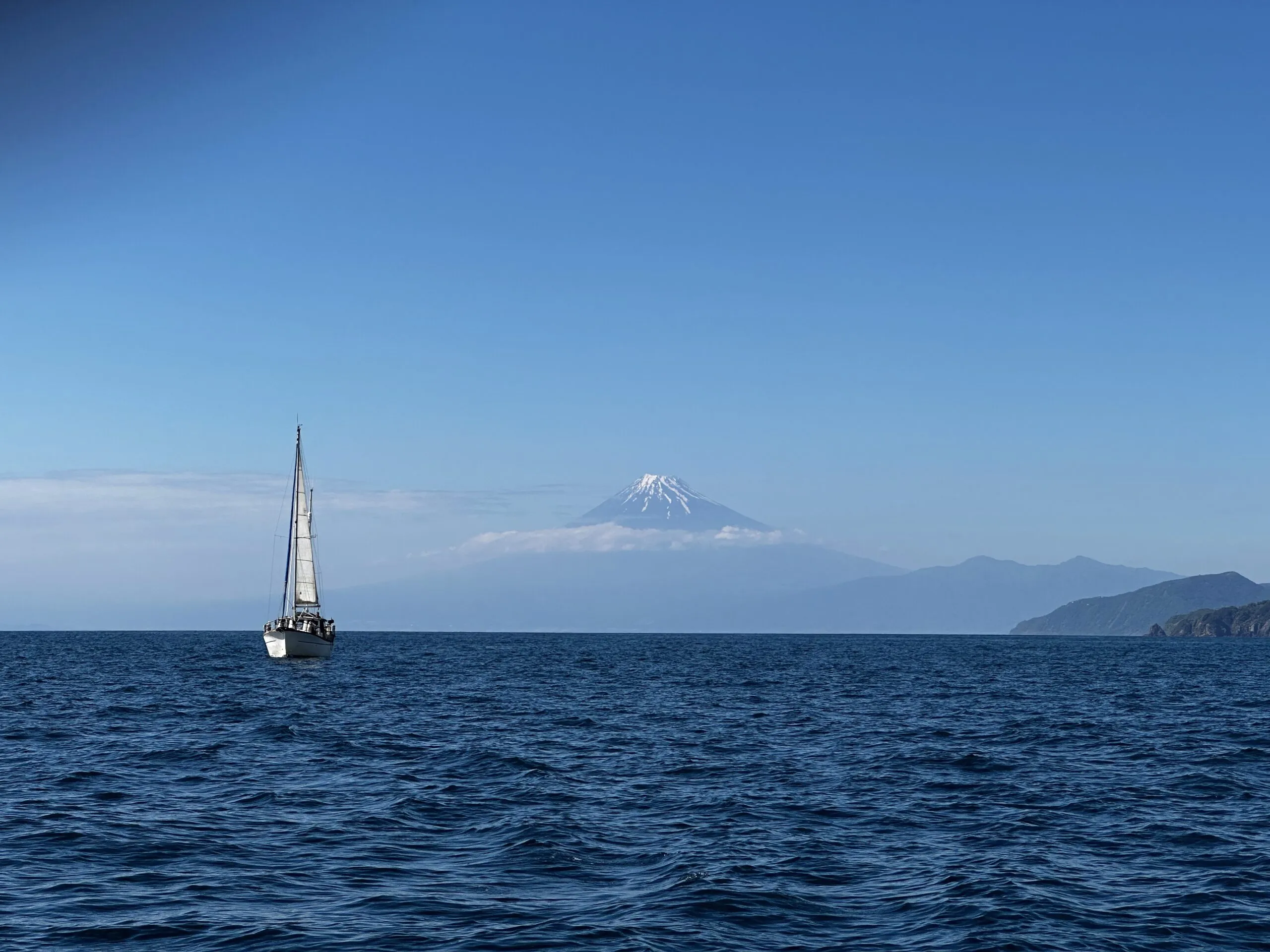 Crossing Tokyo Bay, Japan with Mt. Fuji in the background. (Photo/ Bruce Maunsell)